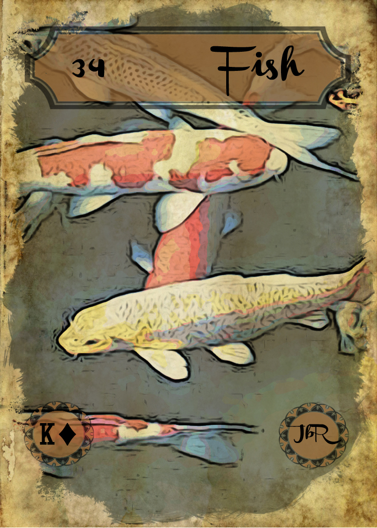 Vintage Lenormand, by RootweaverCard #34 - Fish